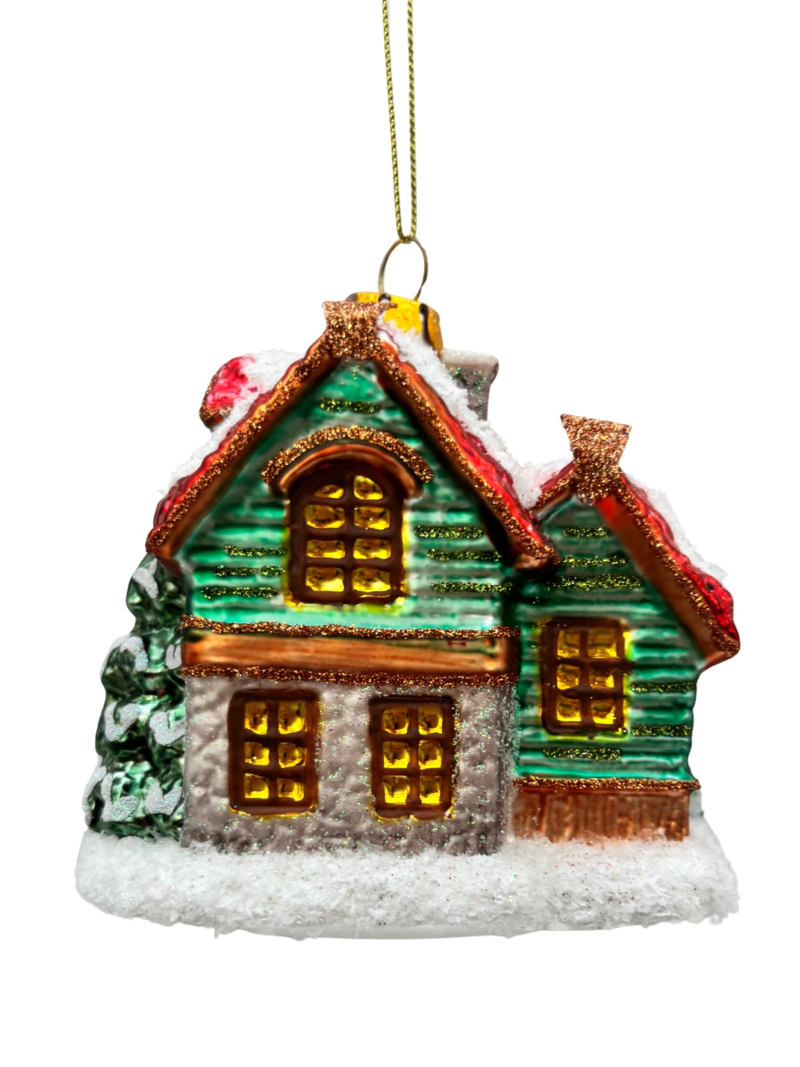 Ski Resort Glass Ornament